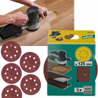 Krążki ścierne papier szlifierski 125mm, Gr. 400, 5 szt. wolfcraft