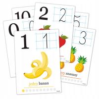 Plansze edukacyjne - CYFRY - zestaw plansz 0-10 (A5, 11 kart)