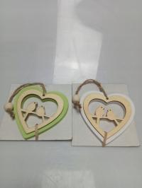 Wiszące serce drewniane ptak, dekoracja, wielkanoc, wiosna