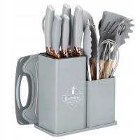 Zestaw noży kuchennych Elitehoff 5 noży + 12 przyborów + deska + blok