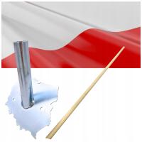 FLAGA POLSKI Z DRZEWCEM + UCHWYT DO FLAGI FLAG DUŻY ZESTAW Z UCHWYTEM