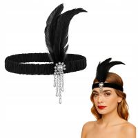 OPASKA CHARLESTONE LATA 20 RETRO Z PIÓRKIEM PIÓRKAMI CZARNA