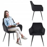 STYLOWE KRZESŁO FOTEL JADALNIA SALON TAPICEROWANE KT204 MARIA II CZARNE