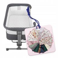 Prześcieradło do Nukido 81x48 do Łóżeczka Dostawnego z Gumką Muślin Wzory