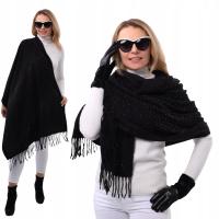 Ekskluzywny Szal WIECZOROWY w CZERNI z blaskiem PREZENT dla Niej SYLWESTR