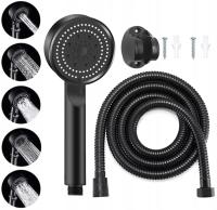 CZARNY ZESTAW PRYSZNICOWY NATRYSKOWY SŁUCHAWKA PRYSZNICOWA Z WĘŻEM UCHWYT