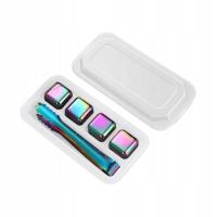 Chłodzące kostki lodu ze stali nierdzewnej w pudełku do przechowywania 4 kolorowe z klipsem