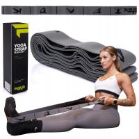 Pasek do Jogi FIZYO Mocna Taśma Ćwiczeń Rozciągania Nóg Stretchingu Szara
