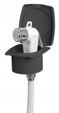 PRYSZNIC JACHTOWY Z CZARNYM POJEMNIKIEM PVC DO ŁODZI / KAMPERA WĄŻ 2,5M