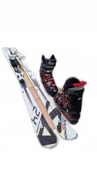 BARDZO ŁADNE NARTY SALOMON 170CM + BARDZO ŁADNE BUTY SALOMON nr.44-45