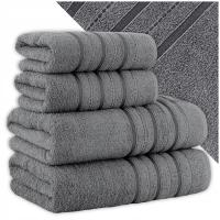 4x ręczniki bawełniane 50x90 70x140 zestaw komplet kąpielowe DORA szare