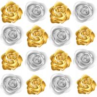 Вафельные цветы вафельные розы соцветия золото серебро для торта 16 шт