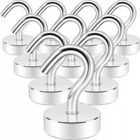 ZESTAW 20x MAGNES NEODYMOWY Z HACZYKIEM Ø21 mm 12 kg Uchwyt Wieszak B4L