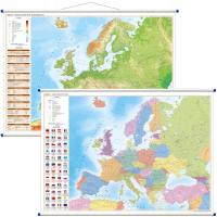 Europa mapa ścienna dwustronna polityczna fizyczna 100x70cm na 2024 ArtGlob