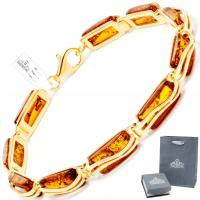 Złota Bransoletka 925 BURSZTYN Bałtycki