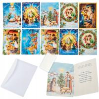 Kartki świąteczne z opłatkiem bożonarodzeniowe RELIGIJNE zestaw 10 szt. B6