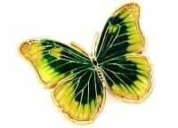 Broszka stalowa z emalią-motyl zielony