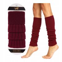 Ocieplacze na Nogi Getry Damskie na Łydki Ciepłe Bordowe Cerber ONE SIZE