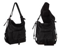 czarna torebka plecak GALLANTRY PARIS torba skórzana worek 2w1 SHOPPER