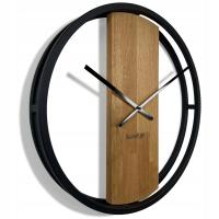 Квадратные деревянные часы из дуба лофт овальный металл 50 см тихий для гостиной