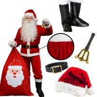 НАРЯД САНТА КЛАУСА КОСТЮМ САНТА КЛАУСА ЭЛЕГАНТНЫЙ 9EL ПРОФЕССИОНАЛЬНЫЙ ТОЛСТЫЙ ПЛЮШ