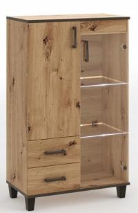 Witryna stojąca witryna niska szklane drzwi witryna z szufladami regał led