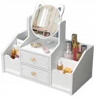 TOALETKA Z LUSTREM organizer na kosmetyki SZKATUŁKA na biżuterię BIAŁA MAŁA