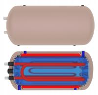 DWUPŁASZCZOWY BOJLER CIEPŁEJ WODY UŻYTKOWEJ CWU PODWÓJNA WĘŻOWNICA 140L