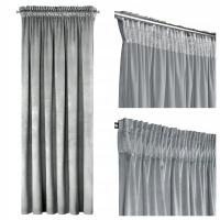 Zasłona welwetowa zaciemniająca na taśmie Eurofirany 140X270 srebrny