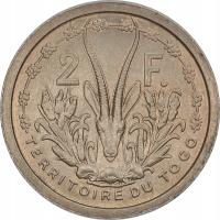 1.hy.FRANC.TOGO, 2 FRANKI 1948 essai -próba RZADKA