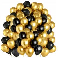 Balony czarne złote CHROMOWANE 36cm DUŻE Chrom urodzinowe 100szt URODZINY