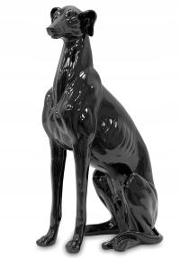 Czarna dekoracyjna figurka pies chart ozdoba dekoracja na prezent