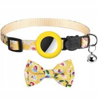 Bow Collar with Bell for AirTag Yellow