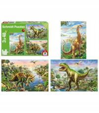 DINOZAURY Puzzle 3 x 48 el. z dinozaurami Zestaw