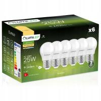 6x Żarówka LED E27 Kulka P45 2,5W = 25W 3000K Ciepła 180° LUMILED NIE MRUGA