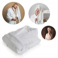 Szlafrok biały Prestige 100% bawełna długi rękaw do kostek