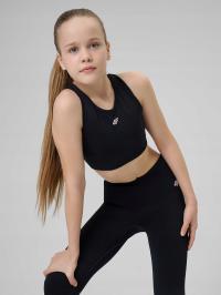 4F JUNIOR CROP TOP SPORTOWY DZIEWCZĘCY CZARNY SZYBKOSCHNĄCY (13-14 lat)