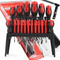 Śrubokręty wkrętaki PZ PH Torx precyzyjne Cr-V 18 el magnes zestaw + stojak