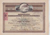 Szwecja, Nordeuropeiska Handel, akcja im. na 500 koron z 1917 r., Sztokholm
