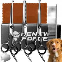 Профессиональные ножницы для стрижки собак кошек черный чехол расческа набор