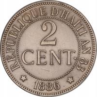 3.aj.HAITI, 2 CENTIMY 1886 mennicza