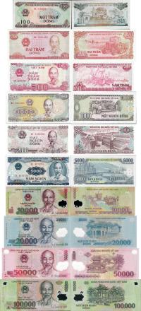 Wietnam zestaw 10 szt 100 - 100000 dong UNC P.100-122 UNC