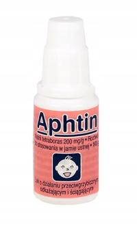 Aphtin 200 mg/g płyn do stosowania w jamie ustnej afty pleśniawki 10 g