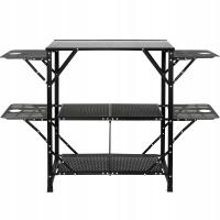 Кемпинг кухонный стол складной портативный алюминиевый 4 боковые столы 2 полки сумка