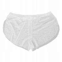 Sexy Men Mesh Bielizna Bokserki Trunki Figi Białe XL