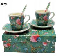 KPL.FILIŻANEK ESPRESSO Z ŁYŻECZKĄ 2+2 KWIATY 2X80ML