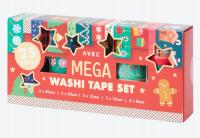 AVEC - Taśma Dekoracyjna WASHI wzory Świąteczne - zestaw 25 szt