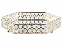 Taca dekoracyjna lustrzana sześciokątna złota