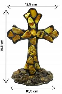 Ręcznie wykonany stojący krzyż z bursztynu bałtyckiego – unikalne dewocjona