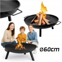 PALENISKO OGRODOWE 60CM STALOWE OGRODOWE OGNISKO GRILL KOCIOŁKA RUSZT DUŻE